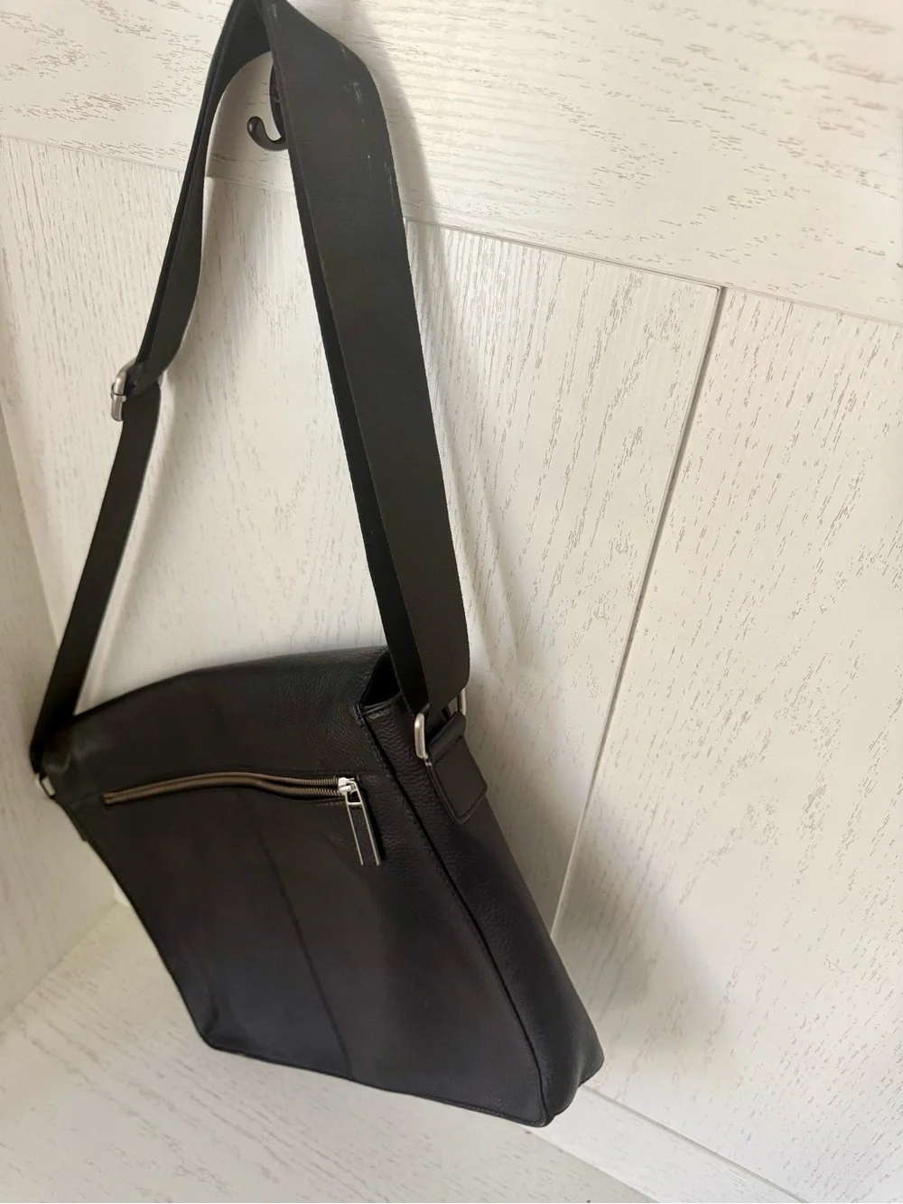 Black Leather Messenger Bag by blackbook adjustable strap lined